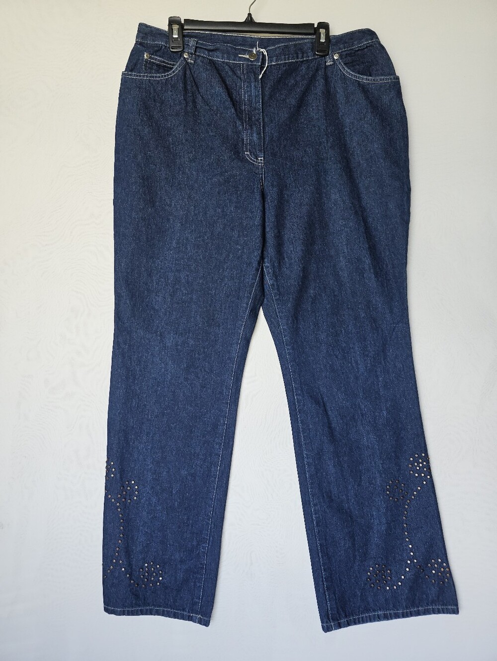 Style & Co. Dark Wash Studded Hem Straight Leg Jeans Size 16 - Y2K Boho